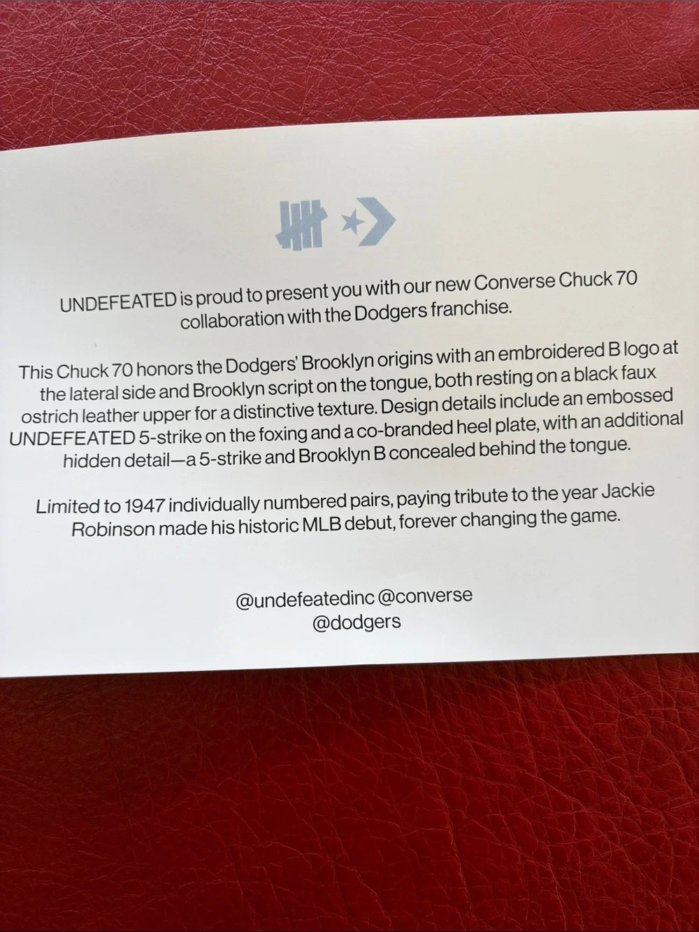 Converse x Undefeated x Brooklyn Dodgers Chuck 70 High Top Sneakers - Picture 4 of 7